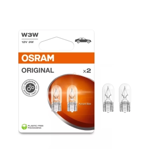   Osram Original Line W3W jelzőizzó, hosszú élettartam, 12V, 3W, üvegfejes ék alakú foglalat, 22 lumen fényáram, autós belső és külső világításhoz, 2821-2BL, 2db/bliszter