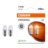 Osram Original Line T4W jelzőizzó, kompakt méret, hosszú élettartam, 12V, 4W, Ba9s foglalat, 35 lumen fényáram, autós alkalmazásra, 3893-2BL, 2db/bliszter