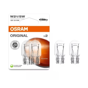   Osram Original Line W21/5W jelzőizzó, dupla szálas kialakítás, 12V, 21/5W, üvegfejes ék alakú foglalat, 440/35 lumen fényáram, autós alkalmazásra, 7515-2BL, 2db/csomag