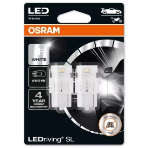   Osram LEDriving SL W21W hideg fehér LED, nagy fényerő, gyors jelzés, ≙ W21W, W3x16d foglalat, 6000 K, 7505DWP-2BL, 2db/bliszter