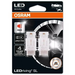   Osram LEDriving SL P27/7W piros LED , W2.5x16q foglalat, kiváló fényteljesítmény, ≙ P27/7W, 3157DRP-2BL, 2db/bliszter