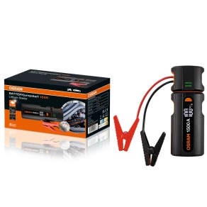   Osram Batteryjumpstart 1500 lítium gyorsindító, 12000 mAh akkumulátorral, 1500 A csúcsteljesítménnyel, PD60W gyorstöltéssel, LED lámpával és LCD kijelzővel, 12 V járművekhez, 6 l benzin- és 3 l dízelmotorig, OJS030