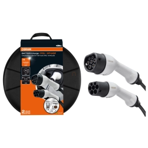   Osram BatteryCharge 3 fázisú elektromos autó töltőkábel TYPE 2-ből TYPE 2-be, 7PIN, 3 fázis, 16A, IP65/IK10 védelem, 5 méter hosszú, szélsőséges hőmérsékletre tervezve, OCC21P05