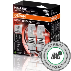 Legális Osram Night Breaker LED Speed H4 +450% 2db/csomag