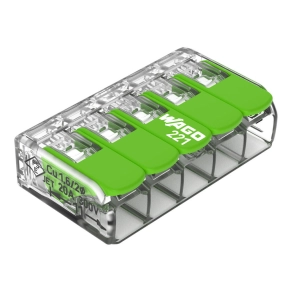   Wago ötös sodrott vezeték összekötő Green újrahasznosított 0,2–4 mm² 32 A (221-425)