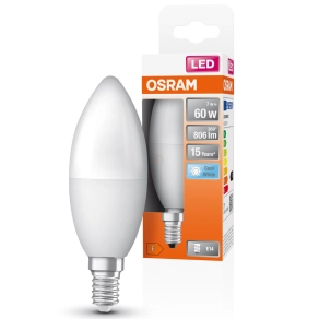   Osram E14 LED gyertya, 7,5W, 806 lm, 4000 K, hidegfehér, opál műanyag-60 W izzó helyett - Star Classic B