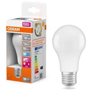   Osram LED Star Classic E27 LED beépített mozgásérzékelővel, 8,8 W, 840 lm, opál - 60W izzó helyett