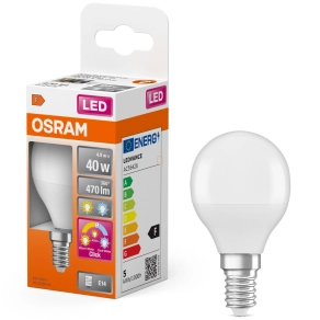   Osram E14 LED kisgömb, 4,9W, 470 lm, 2700-4000 K, változtatható fehér, opál műanyag-40 W izzó helyett - Superstar+ Classic P