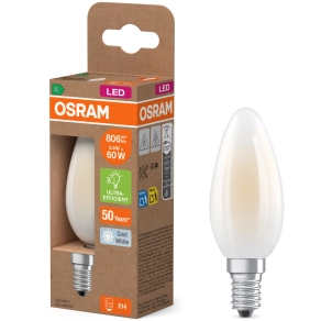   Osram E14 LED gyertya, 3,8W, 806 lm, 4000 K, hidegfehér, opál üveg-60 W izzó helyett - Superstar+ Classic B