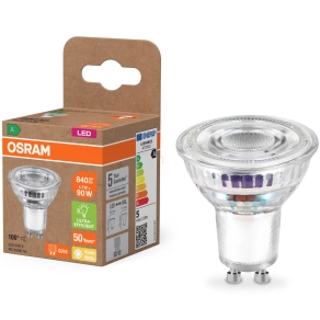   Osram GU10 LED 4,7W, 840 lm, 2700 K, melegfehér, áttetsző üveg-80 W izzó helyett - Superstar+ Spot PAR16