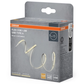   Osram Flex COB USB – Dekoratív LED szalag, 1,5 méter hosszú, 80 lumen, melegfehér (830), homogén fényeloszlás, hajlítható kivitel, USB csatlakozás