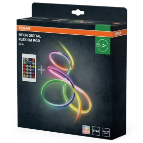   Osram Neon Digital Flex – RGB LED szalag IP44gel, távirányítóval, 5 méter hosszú, színváltós és dimmelhető kültéri dekoratív világítás, 23W