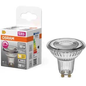   Osram GU10 LED 6,1W, 575 lm, 2700 K, melegfehér, dimmelhető, áttetsző üveg-80 W izzó helyett - Superstar Spot PAR16