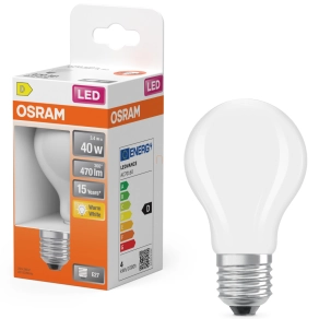   Osram E27 LED 3,4W, 470 lm, 2700 K, melegfehér, opál üveg-40 W normál izzó helyett - Star Classic A