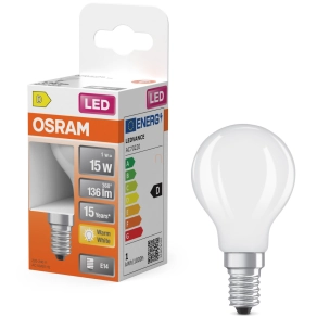   Osram E14 LED kisgömb, 1W, 136 lm, 2700 K, melegfehér, opál üveg-15 W izzó helyett - Superstar Classic P