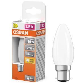   Osram B22d LED 3,4W, 470 lm, 2700 K, melegfehér, opál üveg-40 W izzó helyett - Star Classic B