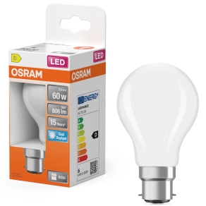   Osram B22d LED 5,9W, 806 lm, 6500 K, daylight, opál üveg-60 W izzó helyett - Star Classic A