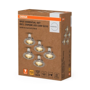   Osram Essential Recess süllyesztett spot lámpa szett, melegfehér, fehér (5 darabos)