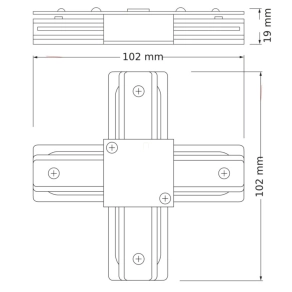   Osram Connector 1-phase tracking system X Type Black – X-alakú csatlakozóelem egyfázisú sínrendszerhez, fekete, alumínium/műanyag, 102x102x19 mm