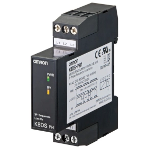   OMRON K8DS-PH1 fázissorrendet és fáziskiesést figyelő relé, 200–500VAC