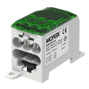   Morek Elosztóblokk, OJL 200A, zöld, 1xAl/Cu10-70 - 6Cu2,5-16 MAB1201G10