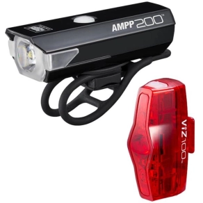   Cateye AMPP 200&ViZ 100 kerékpár lámpa szett, USB HLEL042NLD800NSET