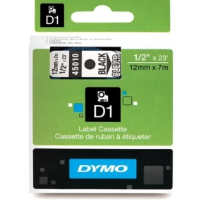   Dymo szalag D1 kazetta 12mm x7m víztiszta (fekete betű) 45010