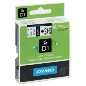   Dymo szalag D1 kazetta 12mm x7m víztiszta (fehér betű) 45020