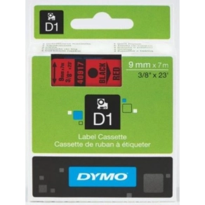 Dymo szalag, D1 kazetta 9mm x7m piros (fekete betű) 40917