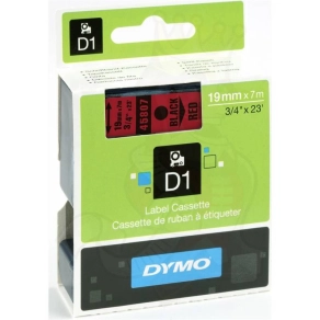 Dymo szalag D1 kazetta 19mm x7m piros (fekete betű) 45807