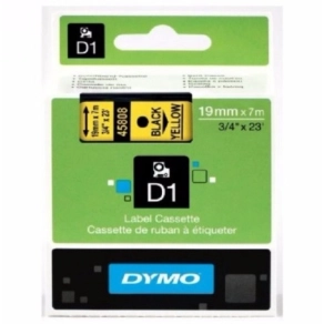 Dymo szalag D1 kazetta 19mm x7m sárga (fekete betű) 45808