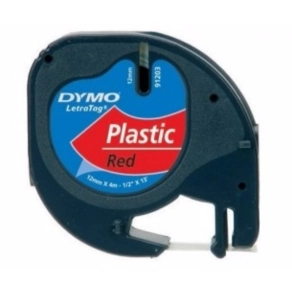 Dymo szalag Letratag, műanyag piros 59424 12mmx4m