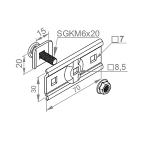   Baks 900500 USSW rácsos kábeltálca összekötő 70x 30 mm, villamos kábelek nyomvonalvezetéséhez