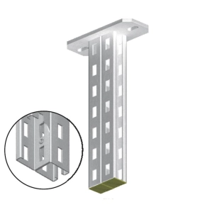   Baks 730840 WPCD400N függesztett oszlop fejlemezzel 80×40×400 mm dupla C-profil védősapkával tartóoszlop, kábelvezetési elemek rögzítéséhez