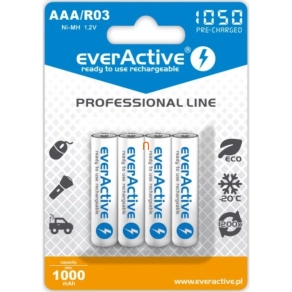   EverActive újratölthető AAA akkumulátor 1050mAh Ni-Mh 4 darabos (Professional Line)