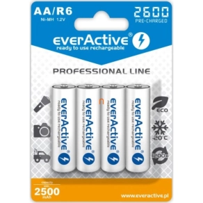   EverActive újratölthető AA akkumulátor 2600mAh Ni-Mh 4 darabos (Professional Line)