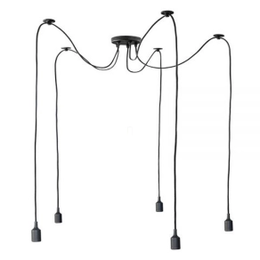   Mennyezeti kötél (PÓK) függeszték fekete textilkábellel LED-POL ORO-ARANA-5xE27 5902533197736