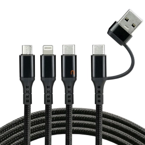   USB-C (USB-A adapterrel) töltőkábel 3 az 1-ben Everactive CBB-1.2ALL, 3A, 480Mbps, 1.2m, fekete, USB type-C / lightning / micro USB kimenettel