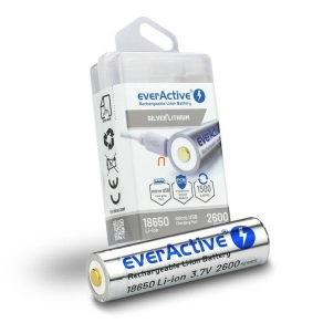   Everactive Li-ion akkumulátor töltőkábellel 3,7V 2600mAh USB type-C töltés (18650)