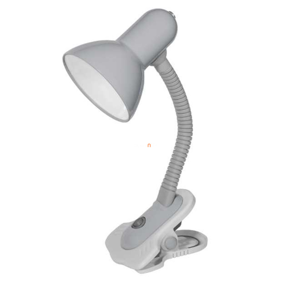 Szürke asztali lámpa, 19 cm - Suzi Kanlux 7150 - csíptetős rögzítés asztalra és polcra, 1xE27 foglalattal