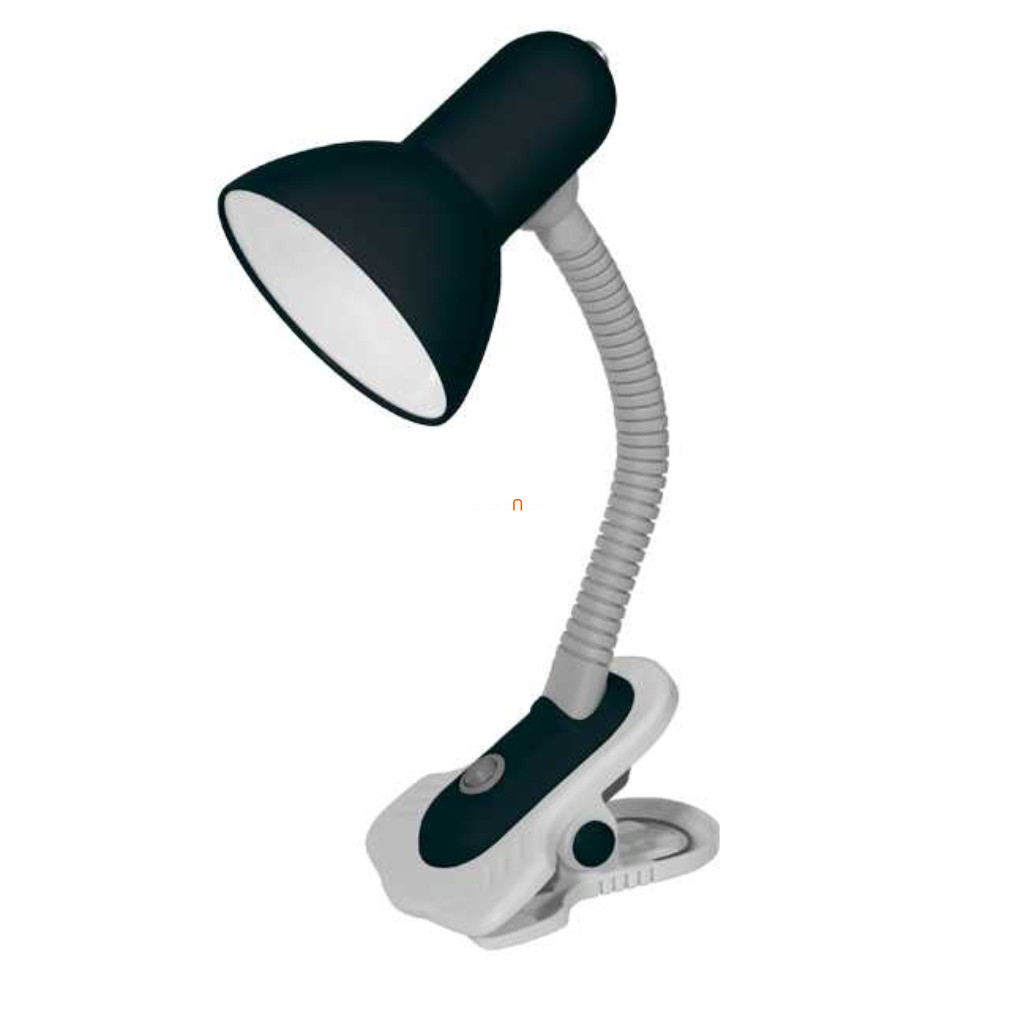 Asztali lámpa fekete, 19 cm - Suzi Kanlux 7151 - csíptetős rögzítés asztalra és polcra, 1xE27 foglalattal