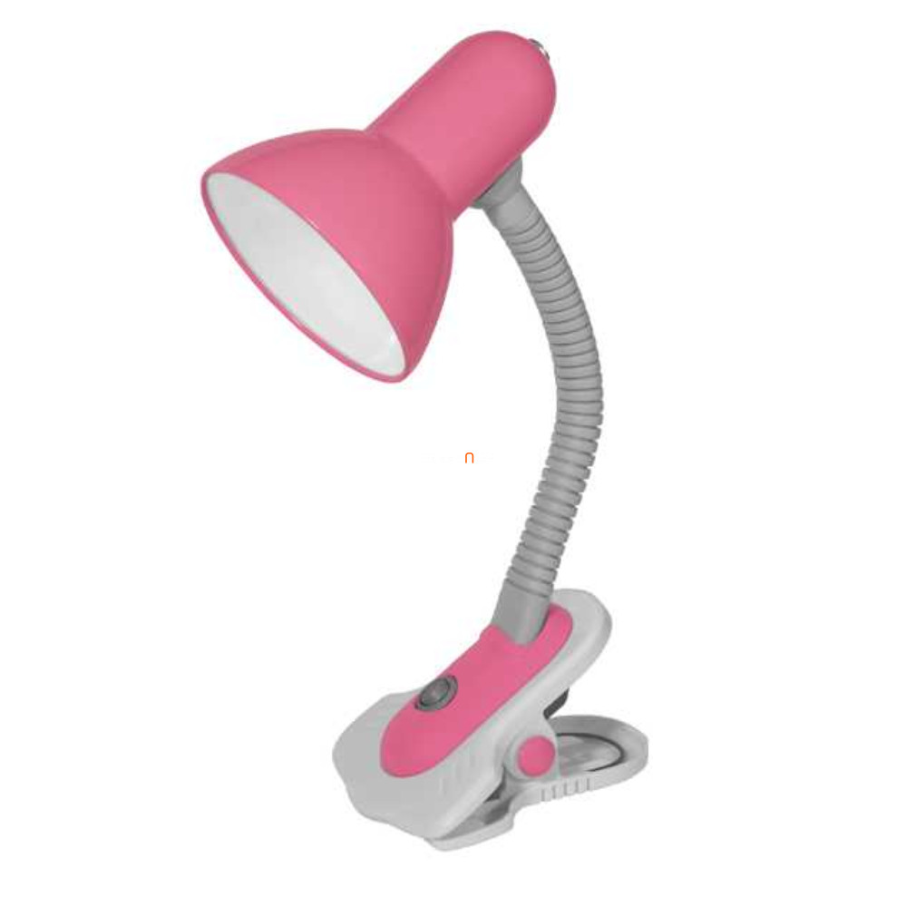 Rózsaszín asztali lámpa, 19 cm - Suzi Kanlux 7153 - csíptetős rögzítés asztalra és polcra, 1xE27 foglalattal
