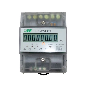   Mérőóra 3f F& F LE-02d direkt fogyasztásmérő, DIN sínre, 4mod., digitális, 63A MID hiteles