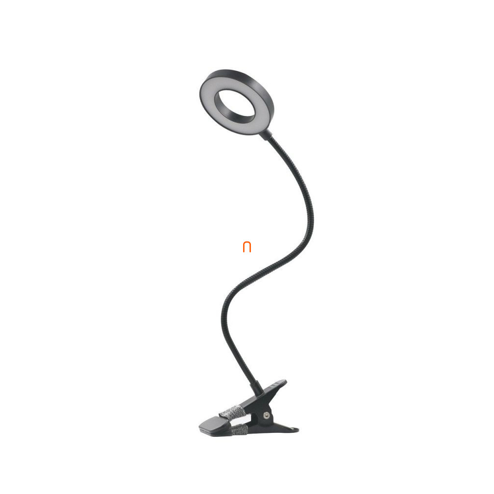 Szabályozható csíptetős asztali LED lámpa, fekete 38 cm - Flex Klausen KL148009, dimmelhető, USB, 1.5 méretes kábellel, 3000-4500-6500 K, 790 lm, 8 W, 5 V