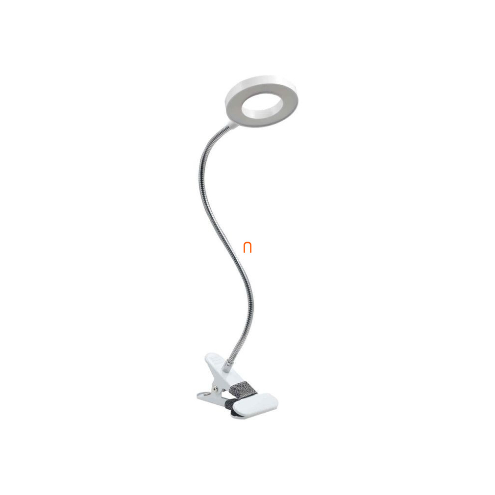 Szabályozható csíptetős asztali LED lámpa, króm színben 38 cm - Flex Klausen KL148010, dimmelhető, USB, 1.5 méretes kábellel, 3000-4500-6500 K, 790 lm, 8 W, 5 V