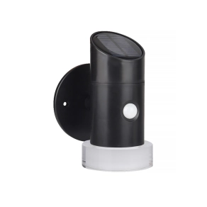   Kültéri napelemes fali LED lámpa, 1W, 90lm, 6500K, mozgásérzékelővel, fekete IP44 - Klausen Shiny KL190000