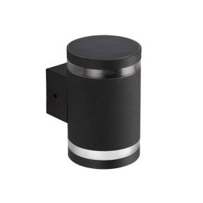   Napelemes fali lámpa, 1,6W, 15lm, 6500K, fekete IP44 - Klausen Sunrise