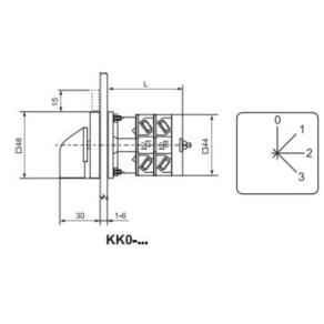   Ganz KK0-20-4484 Fokozatkapcsoló, fogantyús kézikapcsoló 20A, 0+3 fokozatú IP44, 2P