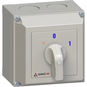   Ganz KKM1-32-6002 A2 BE-KI kapcsoló, tokozott kézikapcsoló 32A, IP65, 3P, rozsdamentes