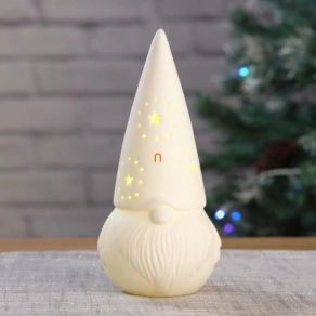 Karácsonyi világító kerámia manó 19,4cm